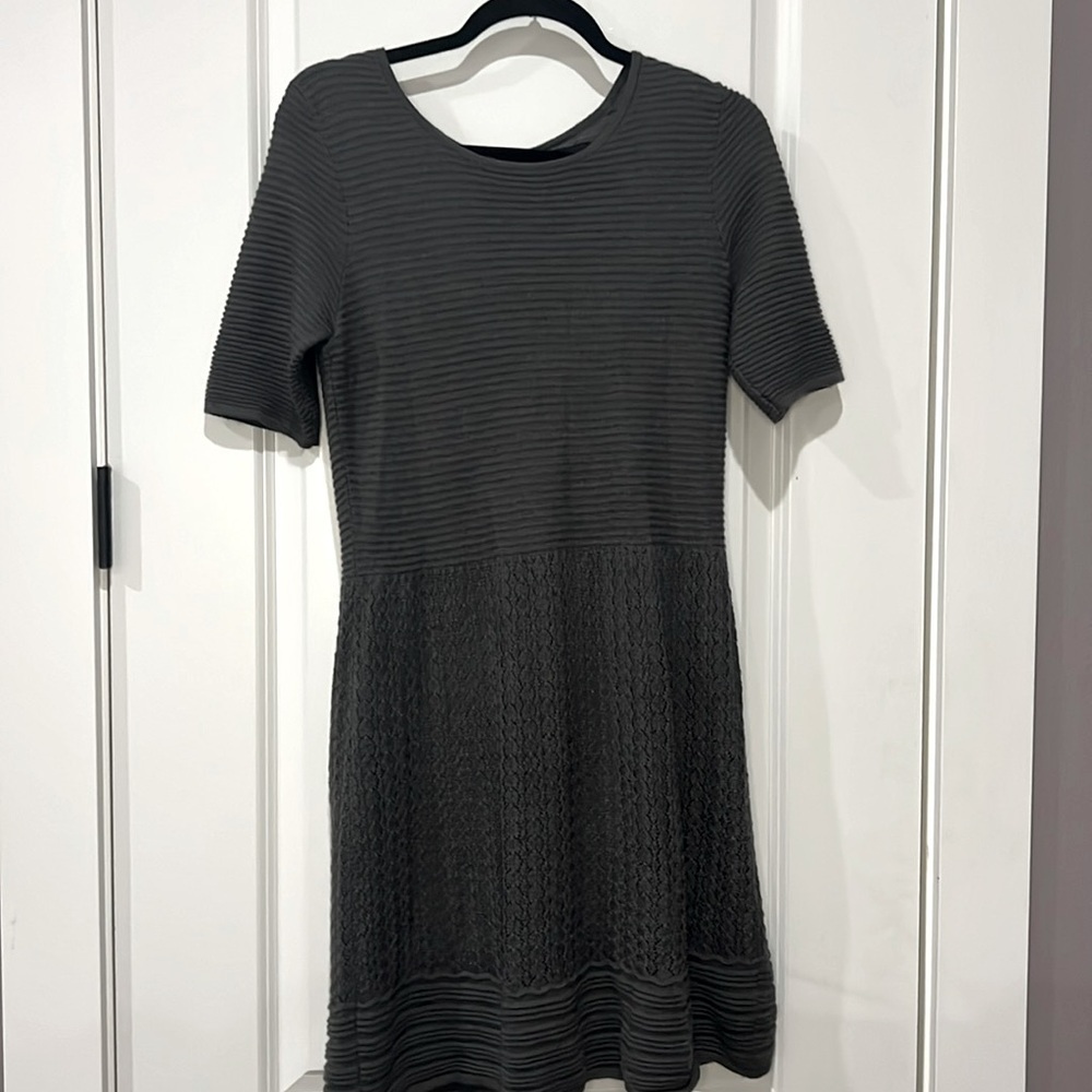 CYNTHIA ROWLEY CHARCOAL GRAY WOOL SWEATER DRESS
